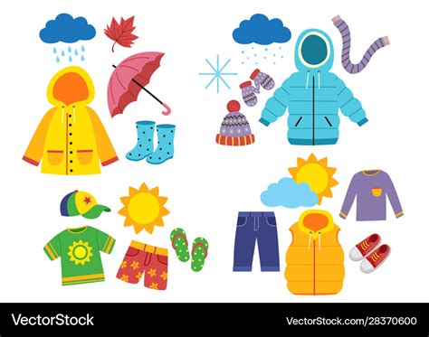 Set children season clothes Royalty Free Vector Image