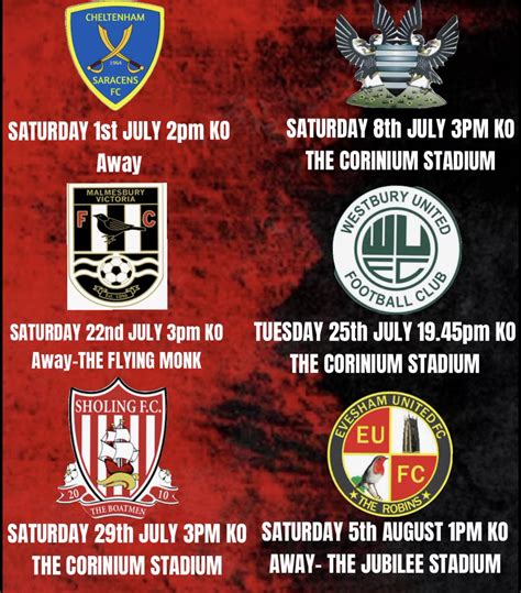 Cirencester Town FC on Twitter: "Our Pre season schedule dates have been added. 2 additional ...