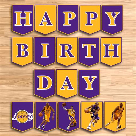 Lakers Party Banner Printable Lakers Birthday Banner | Etsy UK