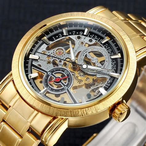 2017 Gold Watches Automatic Mechanical Watch Top Luxury Brand Men Skeleton Self Wind ...