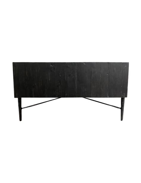 BLACK OLD FIR AND BLACK METAL COFFEE TABLE - Furniture-Living Room Furniture : Affordable ...