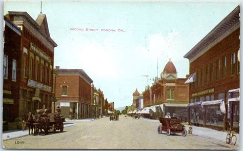 Pomona, California Postcard SECOND STREET Scene Benham Indian Trading Co. 1908 | California ...