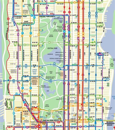 the new york subway map is shown in red, yellow and blue with many different lines