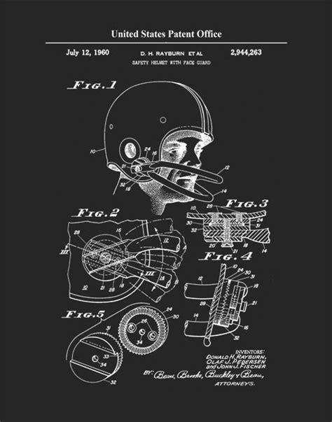 Football Helmet Patent Football Art Football Poster - Etsy