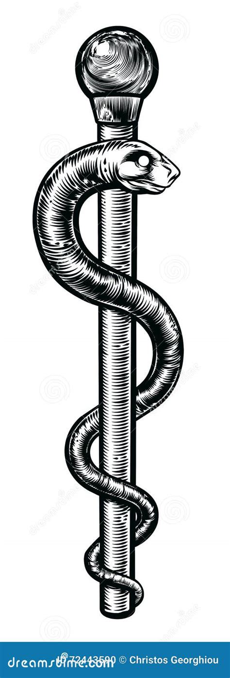 Rod Of Asclepius Vintage Medical Snake Symbol Cartoon Vector | CartoonDealer.com #236879757