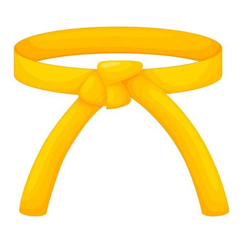 Karate belt yellow color isolated on white background. Design icon of Japanese martial art in ...