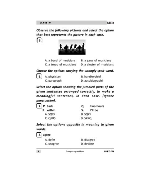 Class 4 English Olympiad Sample question Papers | Olympiad tester