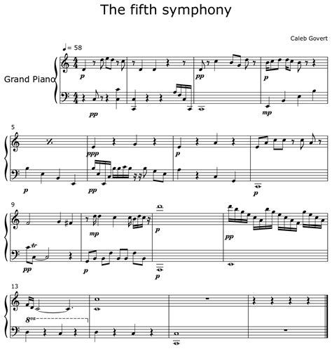 The fifth symphony - Sheet music for Piano