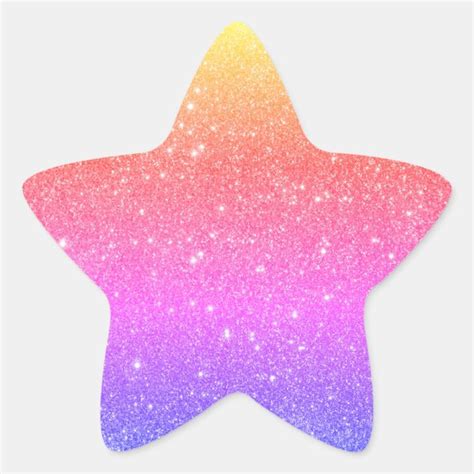 Colorful Rainbow Glitter Star Sticker | Zazzle | Rainbow glitter, Star ...