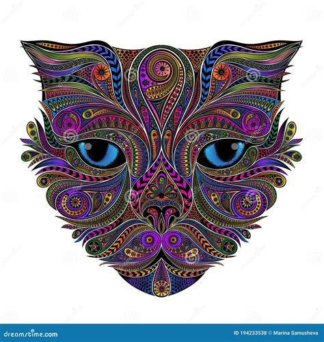 Color Vector Cat from Patterns in Zentangle Style Stock Vector ...