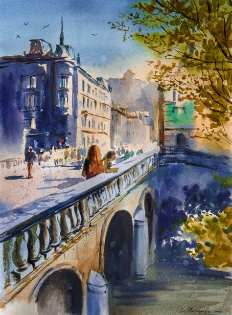 European Cityscape Wall Art Original Watercolor Painting Old | Etsy