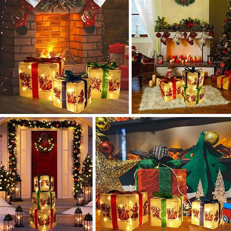 Set of 3 Lighted Gift Boxes for Christmas Decorations Light - Etsy