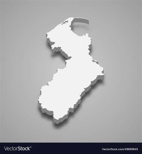 3d isometric map of tasman is a region new Vector Image