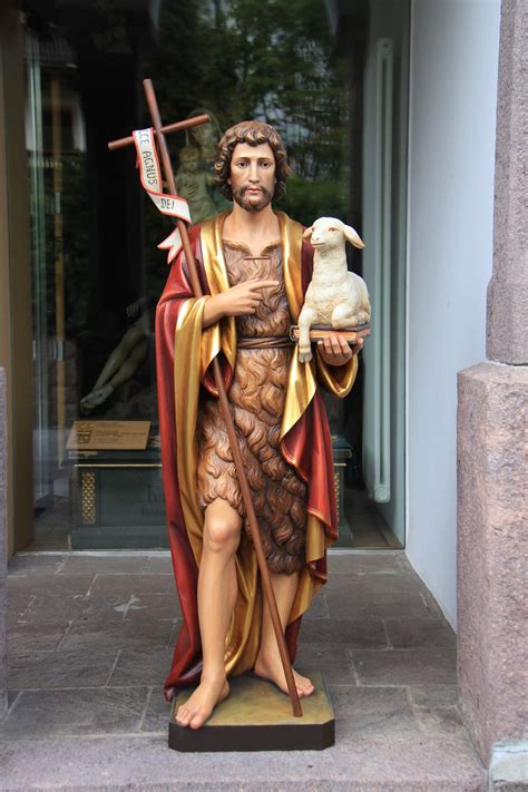 Wooden statue of St.John Baptist - Ferdinand Stuflesser 1875