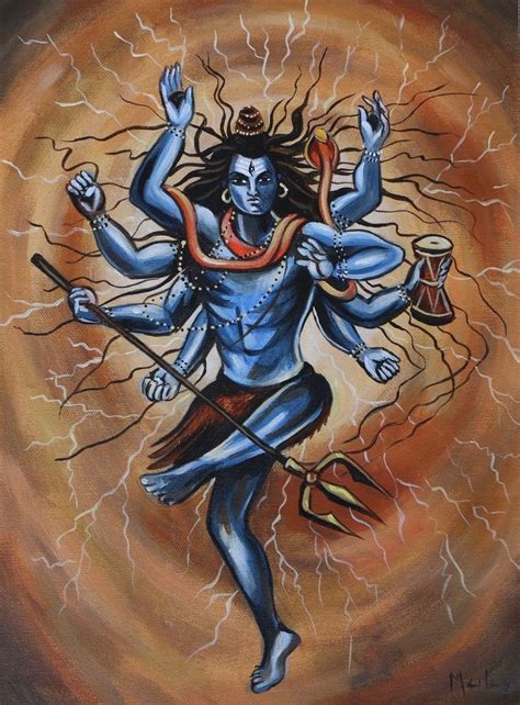 SHIVA TANDAV NATARAJA DANCING SHIVA ORIGINAL ACRYLIC PAINTING IN CANVAS ...