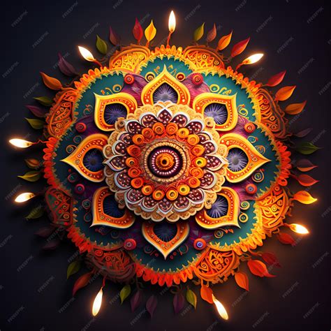 Premium Photo | Hand drawn diwali mandala doodle with fire ornament vector