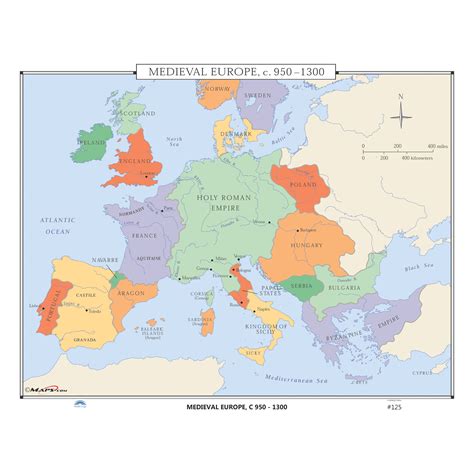 #125 Medieval Europe, 950-1300 - The Map Shop