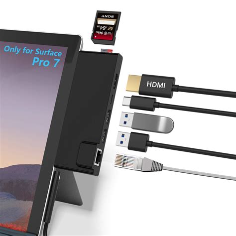 Buy Surface Pro 7 Hub Docking Station with 4K HDMI Adapter+RJ45 Ethernet LAN+ USB C PD Charging ...