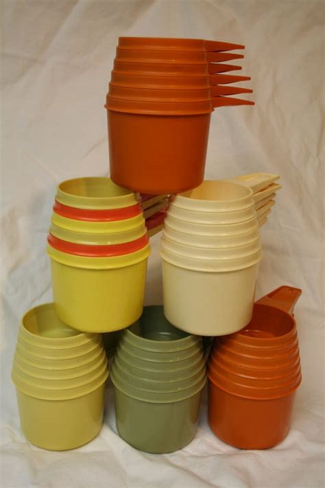 Vintage Tupperware Measuring Cups Set of 6 Almond by artzybitz