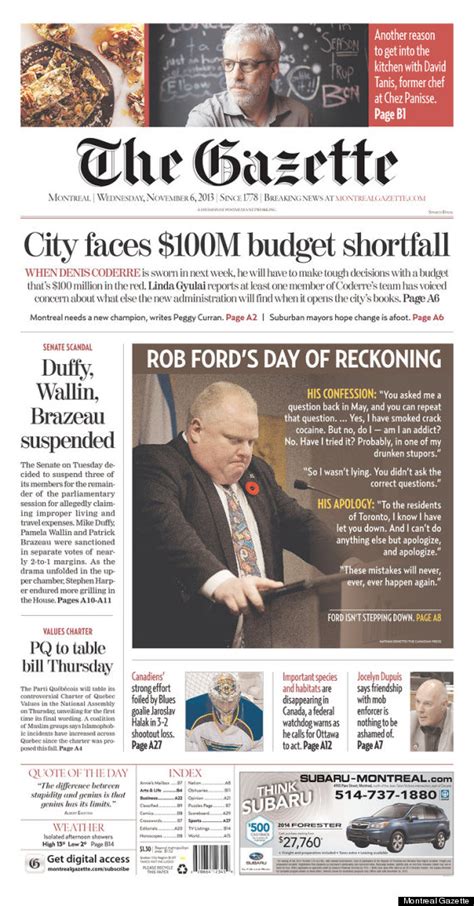 Rob Ford Front Pages: Media Cracks Down Hard On Toronto Mayor (PHOTOS ...