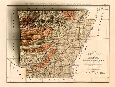 Arkansas Map Arkansas Relief Map Old Map of Arkansas | Etsy