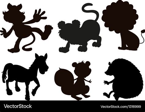 Animals in black colored images Royalty Free Vector Image