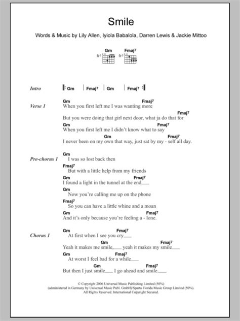 Smile by Lily Allen - Guitar Chords/Lyrics - Guitar Instructor