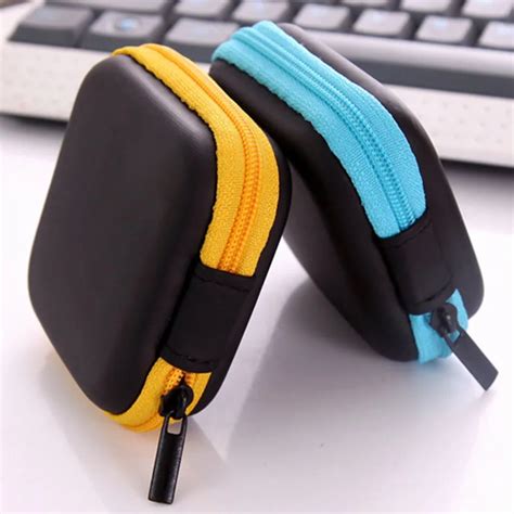 Portable Hard Headphone Case with Zipper/PU Leather Case/Protective Earphone Bag/USB Cable ...