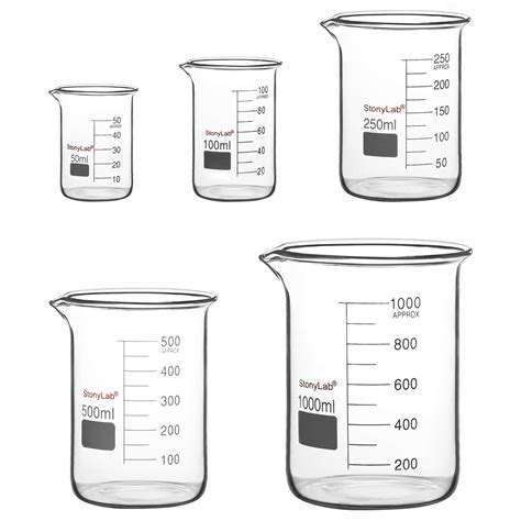 Buy StonyLab Glass Beaker Set, Borosilicate Glass Graduated Low Form ...