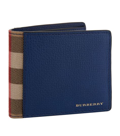 Burberry Check Trim Bifold Wallet, Blue, One Size for Men - Lyst