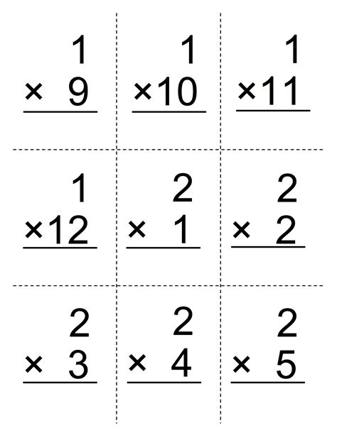 Multiplication Flash Cards Printable Pdf