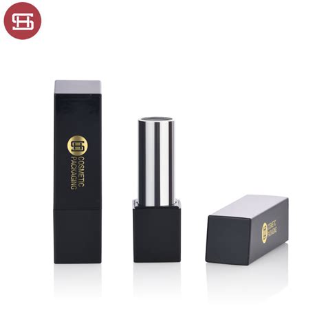 China Newest design unique square black magnetic custom empty lipstick tube container packaging ...
