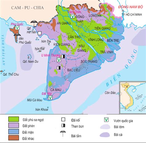 Dựa vào hình 35.1, hãy cho biết các loại đất chính ở đồng bằng sông Cửu Long và sự phân bố của ...