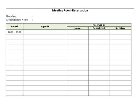 Meeting Room Reservation Template