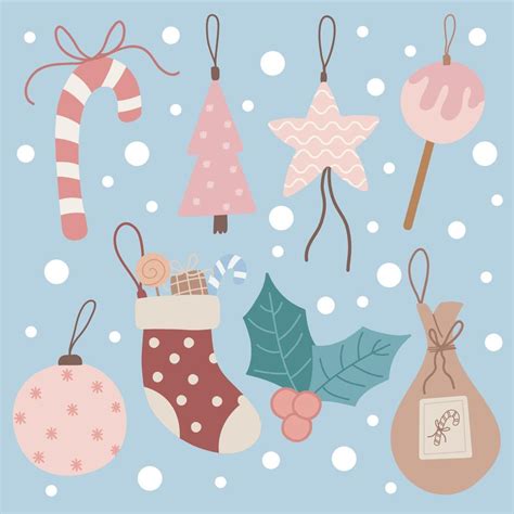 Christmas Tree Ornaments, Tree hanging ornaments, christmas clipart set 4447885 Vector Art at ...