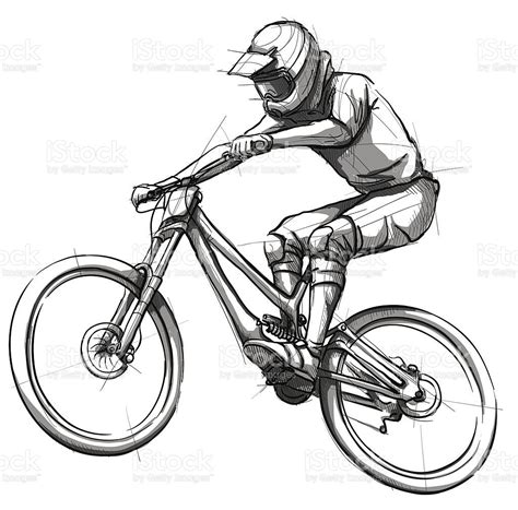 Vector illustration of a cyclist. In the style of drawing ...