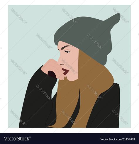 Girl with winter hat on white background Vector Image