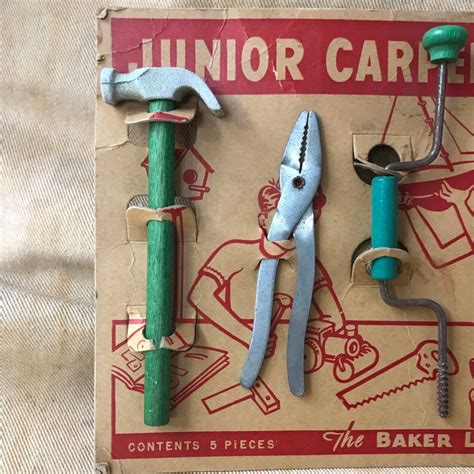 Junior Carpenter Tools Toy Metal Tool Set Vintage // The Baker | Etsy