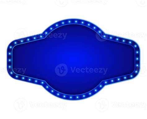 Blue billboard shape with glowing neon lights 19817591 PNG