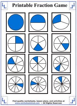 Fraction Games - Printable Memory Game Pieces