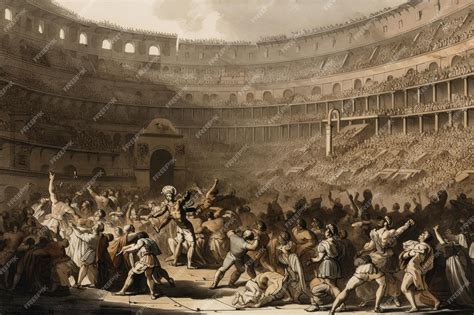 Premium AI Image | Gladiators fighting in ancient colosseum with spectators cheering them on