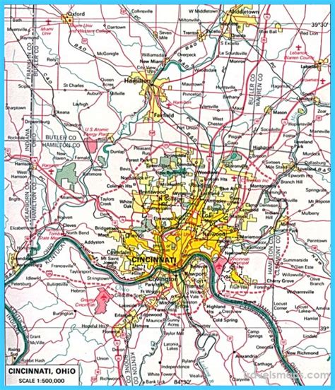 Map of Cincinnati Ohio - TravelsMaps.Com