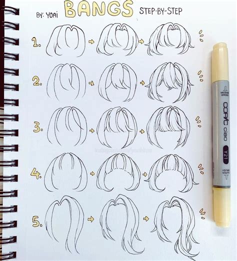 Stationery Island on Instagram: “Draw different types of bangs with ...