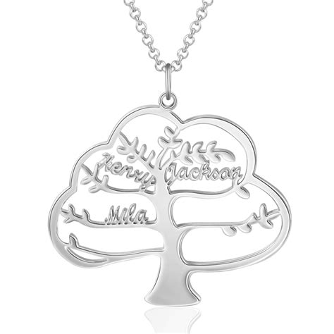 Personalized Family Tree Name Necklace Custom 3 Names Necklace