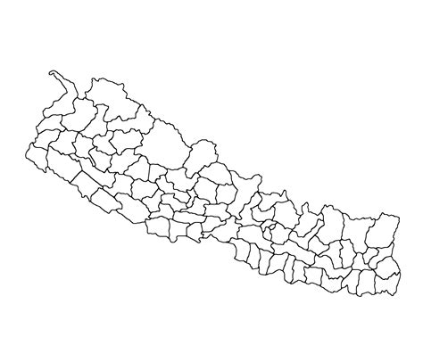 Map of Nepal with districts outline | Clipart Nepal