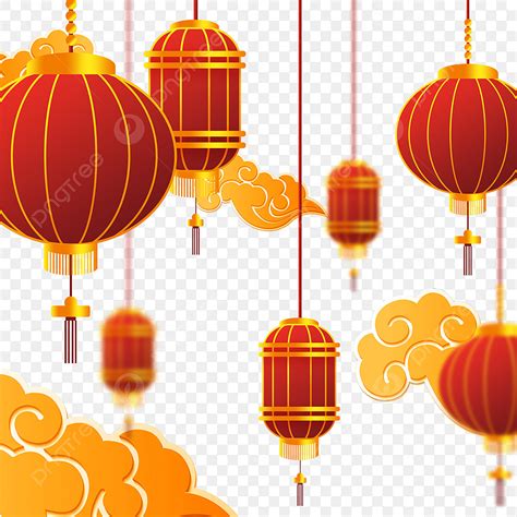 Chinese New Year Lantern PNG Image, Red And Gold Chinese New Year And ...