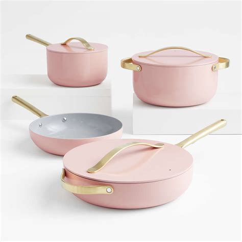 Caraway Home 7-Piece Rose Quartz Pink Ceramic Non-Stick Cookware Set ...