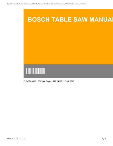 Bosch table saw manual by c8618 - Issuu