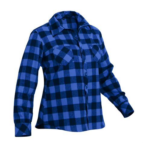 Rothco - Rothco Women Blue Plaid Flannel Shirt - 5575 - 2X-Large ...