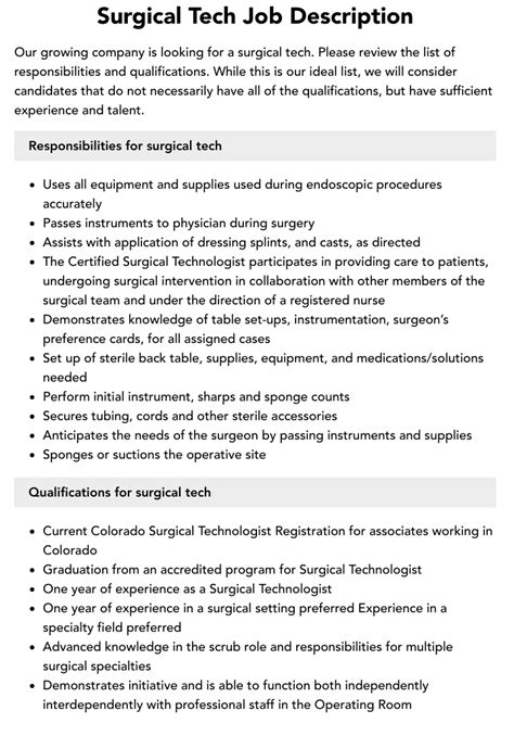 Surgical Tech Job Description | Velvet Jobs